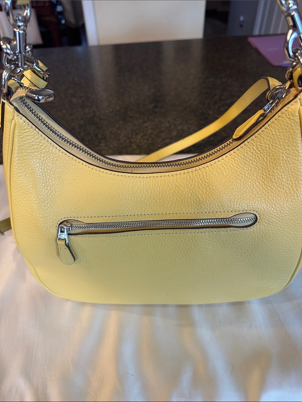 COACH Teri Hobo Pebble Leather Shoulder/Crossbody Bag in Yellow CJ517 - Picture 5 of 13